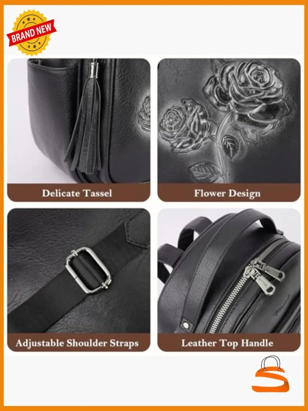 Women's Embossed Leather Mini Backpack Purse Travel Daypack Shoulder Handbag